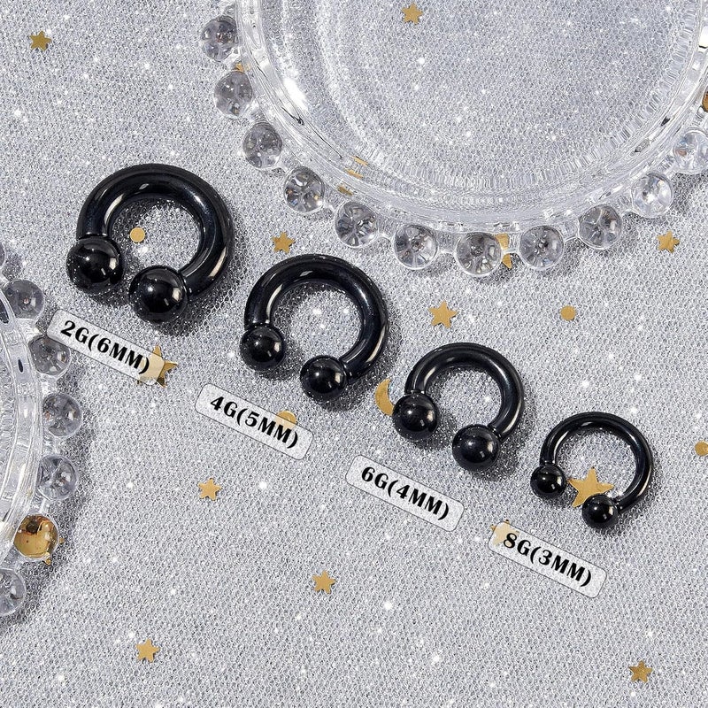 Qmcandy 6-12pcs Septum Pincher Tapers 8G 6G 4G 2G Stretching Kit C Shape Septum Piercing Jewelry Heavy Ear Gauges Earrings Horseshoe Nose Rings for Women Men - Image 4